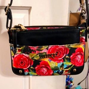 Juicy Couture Pink Green & Baby Blue Floral Print Crossbody Bag NWOT